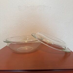 Vintage PYREX #21 Clear Glass 2 Quart 9" Casserole Bowl with Lid Made in USA